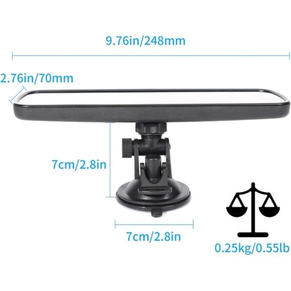 Rear View Mirror Universal Rearview Mirror Interior Anti-glare RearView Mirror - Picture 5 of 7
